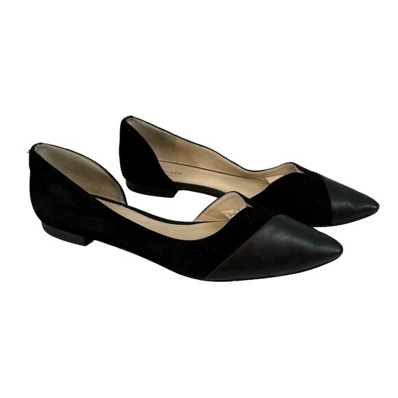 Cole Haan Josette Skimmer Flat Womens 7B D'orsay Suede Leather Pointed Toe Black - Picture 1 of 10